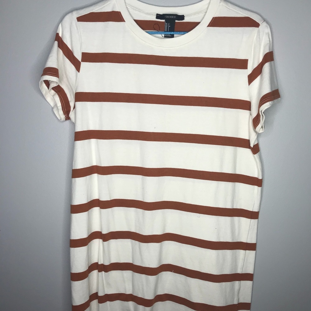 White and Rust orange TSHIRT dress